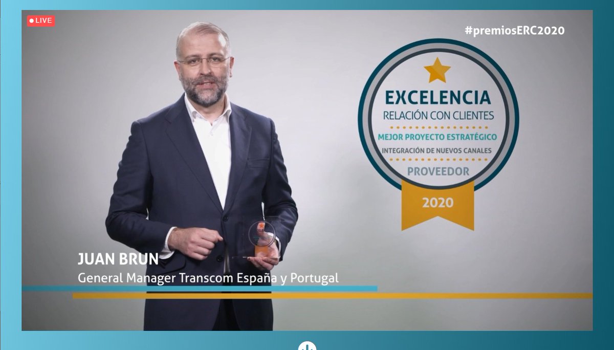 AEERC_es's tweet image. El Premio Estratégico a Mejor Proyecto de Integración Nuevos Canales es para @Transcom. ¡Enhorabuena!
Juan Brun Beatriz Bartolomé Beatriz Arenas @bancosantander #PremiosExcelencia2020