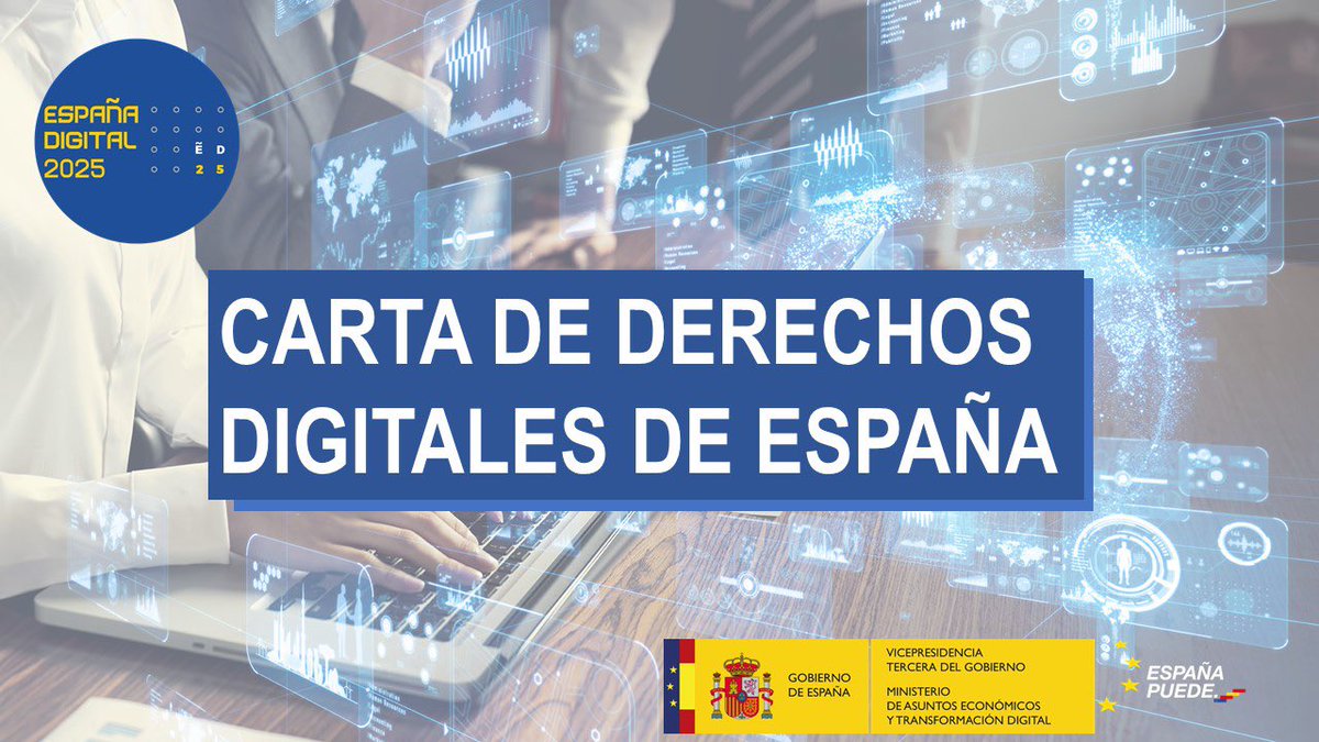 SEDIAgob's tweet photo. 🚨  Ampliación de plazo

Para poder acoger más contribuciones de la ciudadanía, se prolonga un mes más (hasta el próximo día 20 de enero), la consulta pública para la elaboración de una Carta de Derechos Digitales #EspañaDigital2025 

🔗 https://t.co/4UizyQ8KUQ https://t.co/aM0xphVX3x