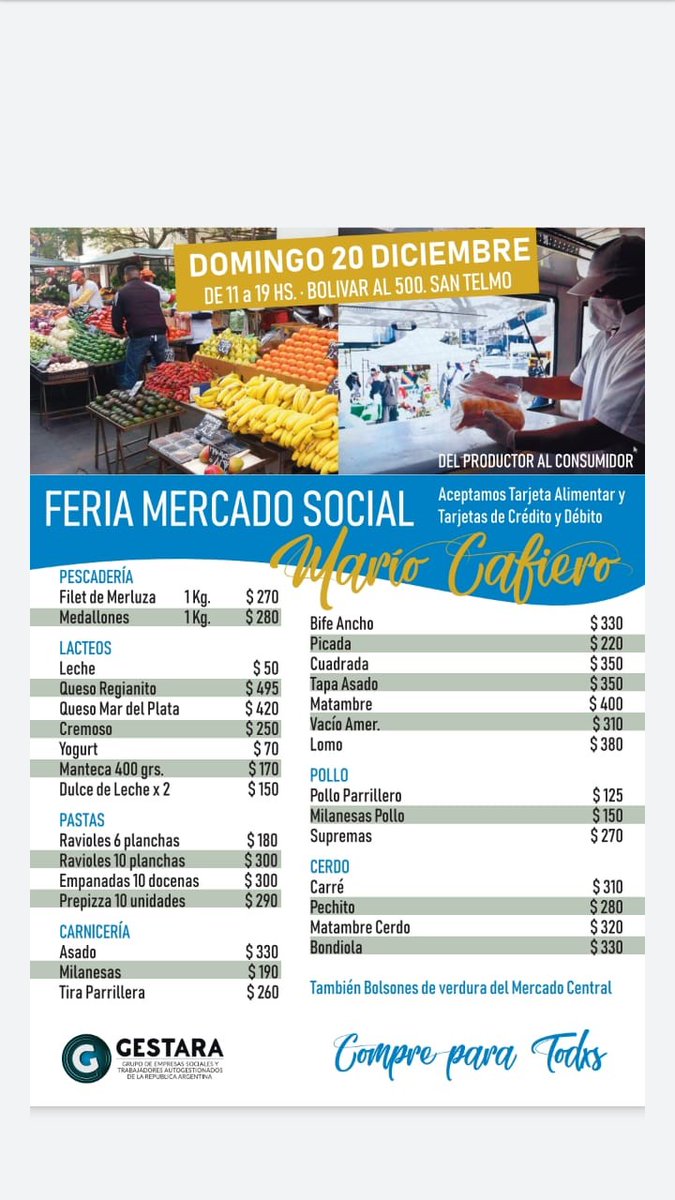 Este domingo 20 de diciembre los esperamos en la Feria de la Economía Social. Por más y mejor trabajo!