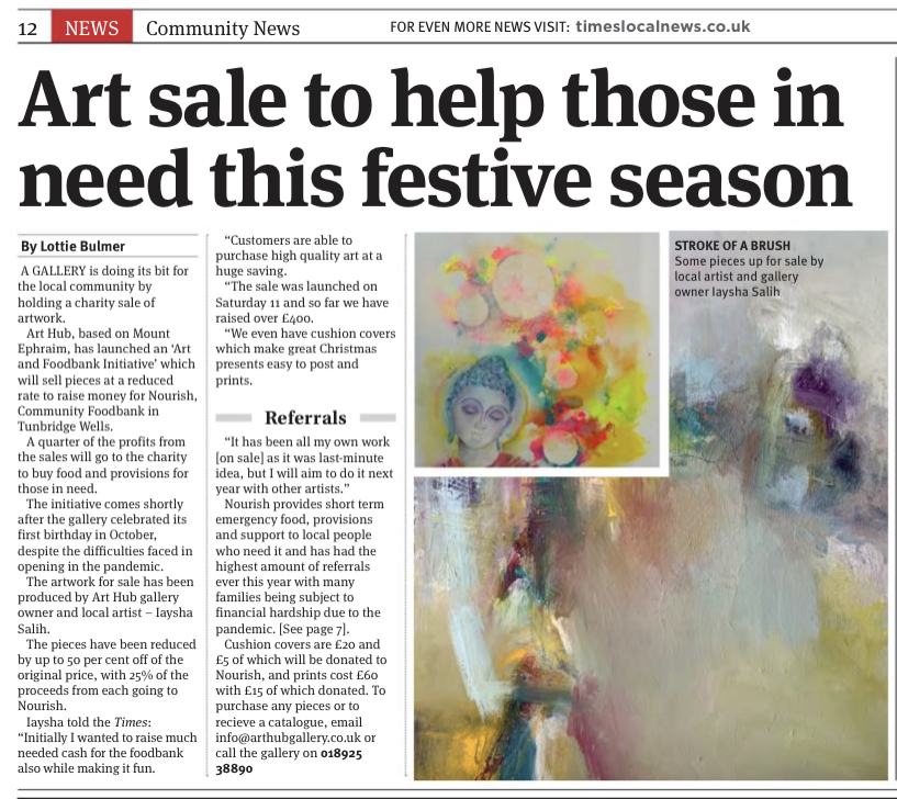 We’re thrilled that our Initiative with Nourish has been featured in The Times of Tunbridge Wells today! A big thank you to everyone who has contributed to the cause and to Iaysha for her artworks in creating this wonderful campaign! <a href="/NourishFoodbank/">Nourish Foodbank Tunbridge Wells</a> <a href="/iaysha_ART/">Iaysha Salih - Artist</a> <a href="/timeslocalnews/">Times Local News</a>