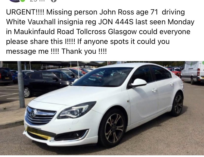 Can everyone please share this! Trying to locate, if anyone has any information or has saw this car with the Registration  JON 444S, please contact me ASAP! #lanarkshire #glasgow #MissingPerson
