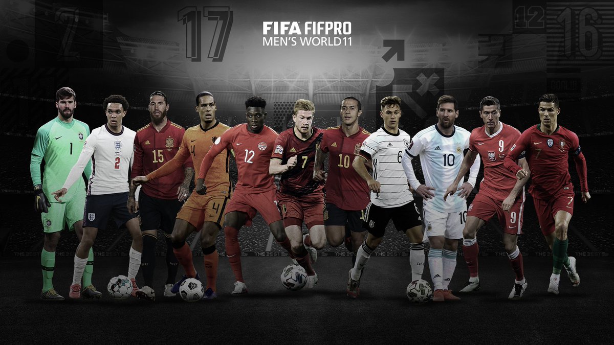 FifaInfo1's tweet photo. Este es el 11 del año de la FIFA!!
Alisson🇧🇷
Arnold🏴󠁧󠁢󠁥󠁮󠁧󠁿
Ramos🇪🇸
Van Dijk🇳🇱
Davies🇨🇦
De Bruyne🇧🇪
Thiago🇪🇸
Kimmich🇩🇪
Messi🇦🇷
Lewandowski🇵🇱
Cristiano Ronaldo🇵🇹
Qué os parece ete XI?? Quien creeis que no debería estar? Y quien os falta?
(Estos para los TOTY se tendrán en cuenta) https://t.co/ipjyijI4Mf
