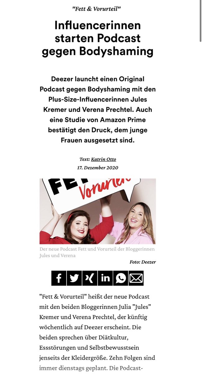 SchoenWild's tweet photo. FETT &amp; Vorurteil - der neue Podcast von Verena Prechtl &amp; mir. Danke @podstarsOMR @OMRockstars @DeezerDE @wuv https://t.co/WkDFoMT0Vc