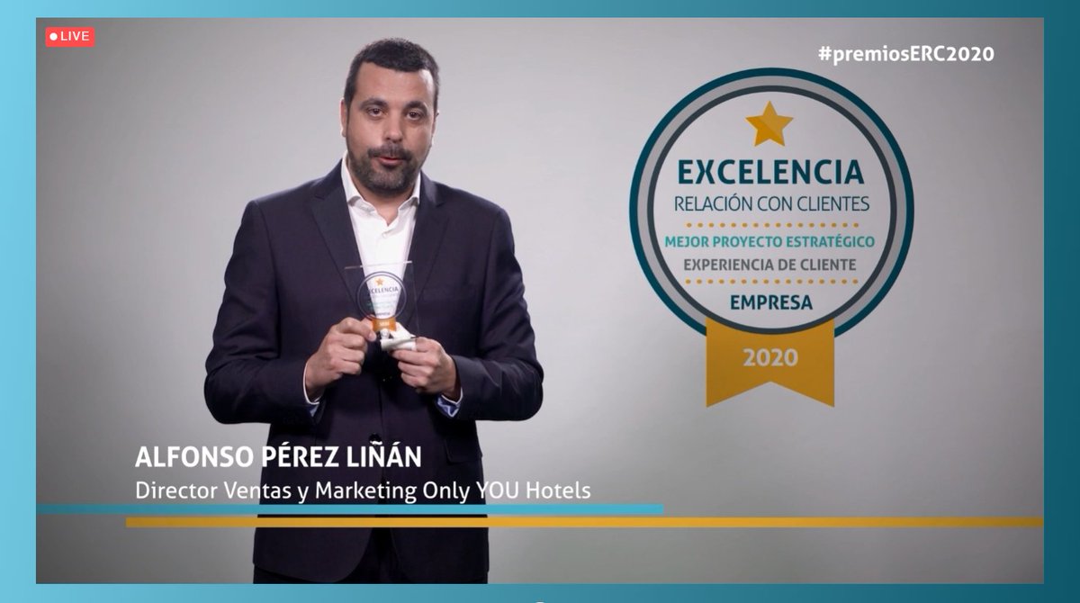 AEERC_es's tweet image. El ganador del Premio Estratégico a Mejor Proyecto de Experiencia de Cliente es para @OnlyYOUHotels. ¡Enhorabuena!
Juan Serra Mari y @PrezLin #PremiosExcelencia2020