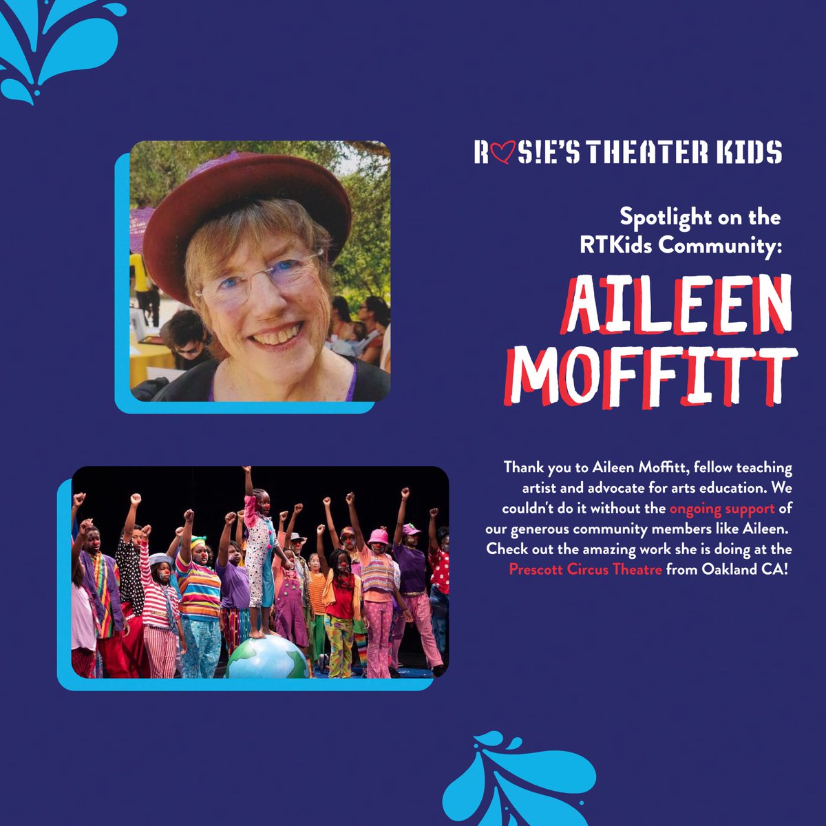 RTKIDS's tweet image. Thank you to Aileen Moffitt, fellow teaching artist and advocate for arts education. We couldn't do it without the ongoing support of our generous community members like Aileen.  Check out the amazing work she is doing at the Prescott Circus Theatre from Oakland CA!