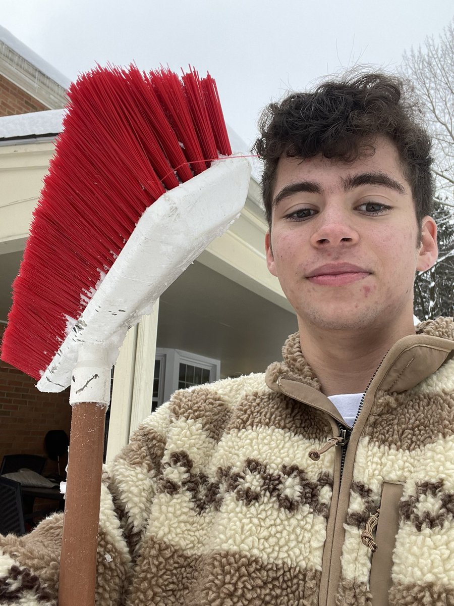 iancoyle's tweet photo. @TASmith42 i swept the snow off of my grandma’s porch and bushes. #crushers #mccortcares 
(ps my McCort gear is under the jacket) https://t.co/KDpHJEG380