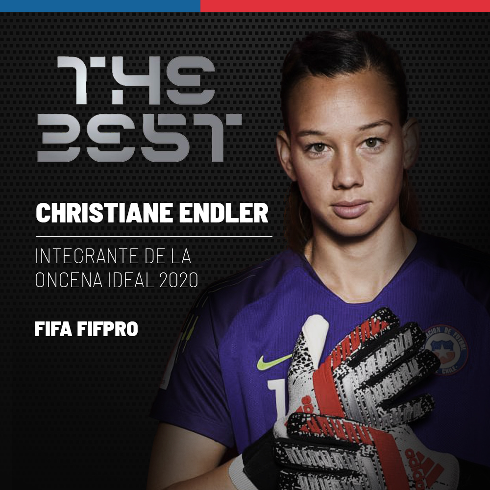 Ministerio del Deporte (@mindepchile) on Twitter photo ¡ESPECTACULAR! 👏
<a href="/TIANEendler/">Christiane Endler</a> fue votada por sus colegas como la arquera del once ideal del mundo de este 2020 ⚽ reconocimiento revelado durante los premios #TheBest de la FIFA.
¡Felicitaciones, capitana! 🎊 ¡ESPECTACULAR! 👏
<a href="/TIANEendler/">Christiane Endler</a> fue votada por sus colegas como la arquera del once ideal del mundo de este 2020 ⚽ reconocimiento revelado durante los premios #TheBest de la FIFA.
¡Felicitaciones, capitana! 🎊