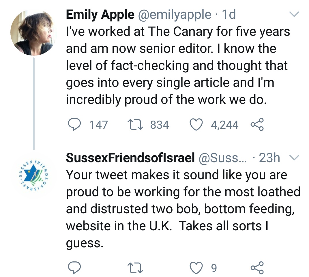 A little thread on rightwing pro-annexation, pro-settlement  @SussexFriends of Israel.Here's a taste of what they do these days (which is basically just Twitter & Facebook) - posts full of crude attacks.And yet amazingly they are a registered charity . . .       