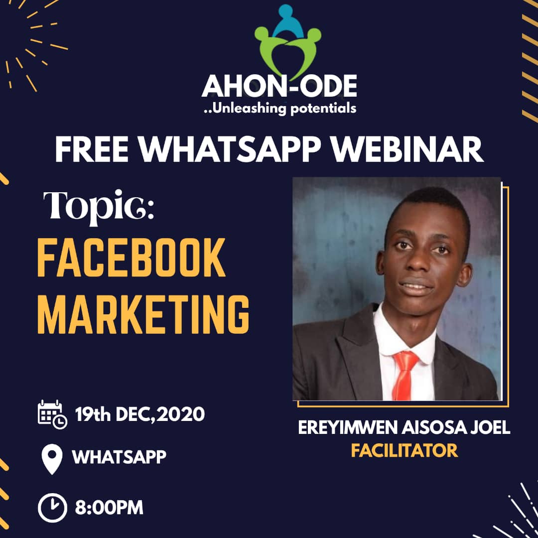 ahonodehq's tweet photo. Double your sales as a business owner with Facebook Marketing.

Are you a business owner seeking to garner more customers, gain more conversions and increase sales. 
#facebook #marketing #ahonode #leadership #freewebinar https://t.co/OkwF1TCgF6