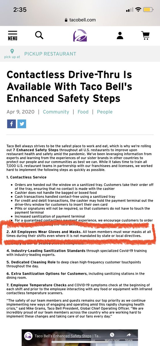 NcM1030's tweet photo. Hey @tacobell so you got employees working without masks during a pandemic?! Totally not acceptable. Guess I won’t be returning if you can’t enforce your own rules #tacobell #tacobellnotsafe https://t.co/Xybz5FvbpV