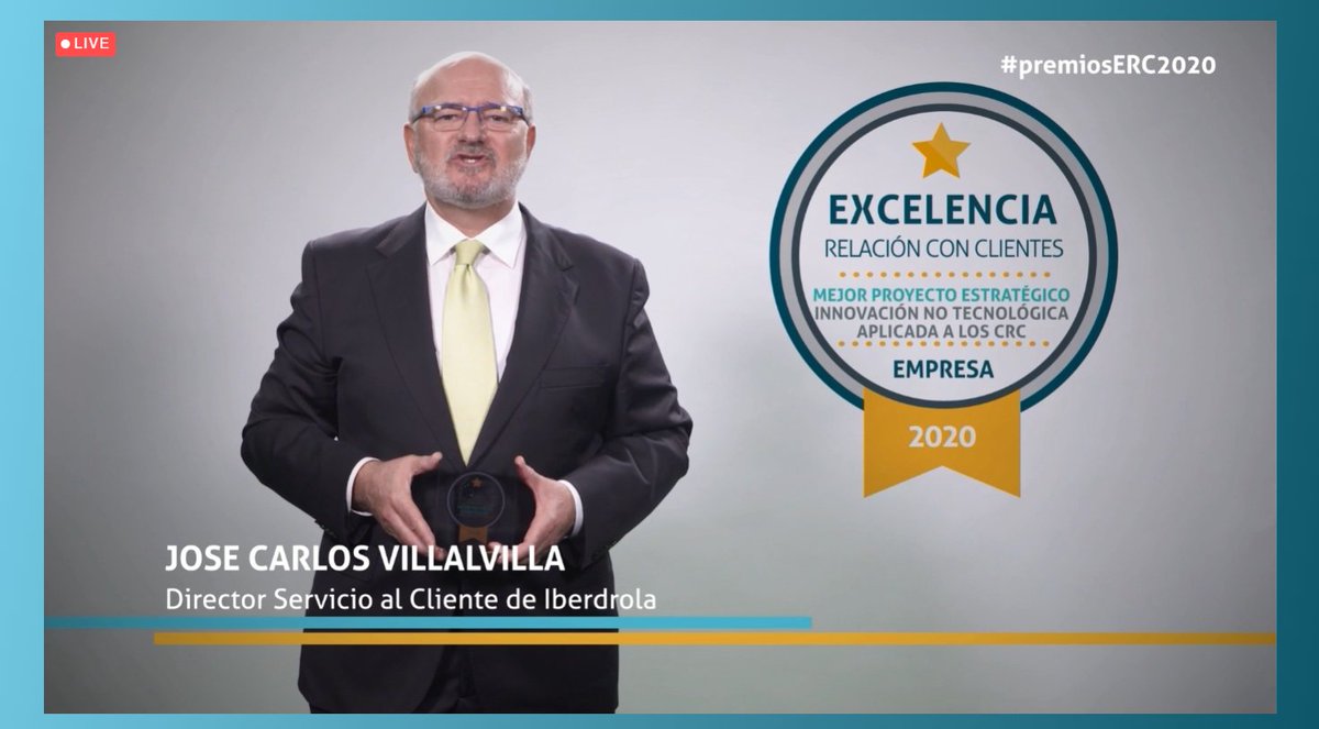 AEERC_es's tweet image. El Premio Estratégico a Mejor Proyecto de Innovación NO Tecnológica es recibido por @Iberdrola. ¡Enhorabuena!
Jose Carlos Villalvilla, @pserranoj
#PremiosExcelencia2020