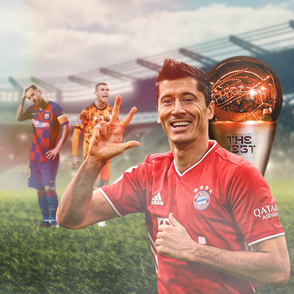 • Europe’s top league scorer 
• Champions League, Bundesliga and German Cup winner
• 64 goals in 58 games

Robert Lewandowski beats out Messi and Ronaldo to win the FIFA Best Men's Player award 🏆