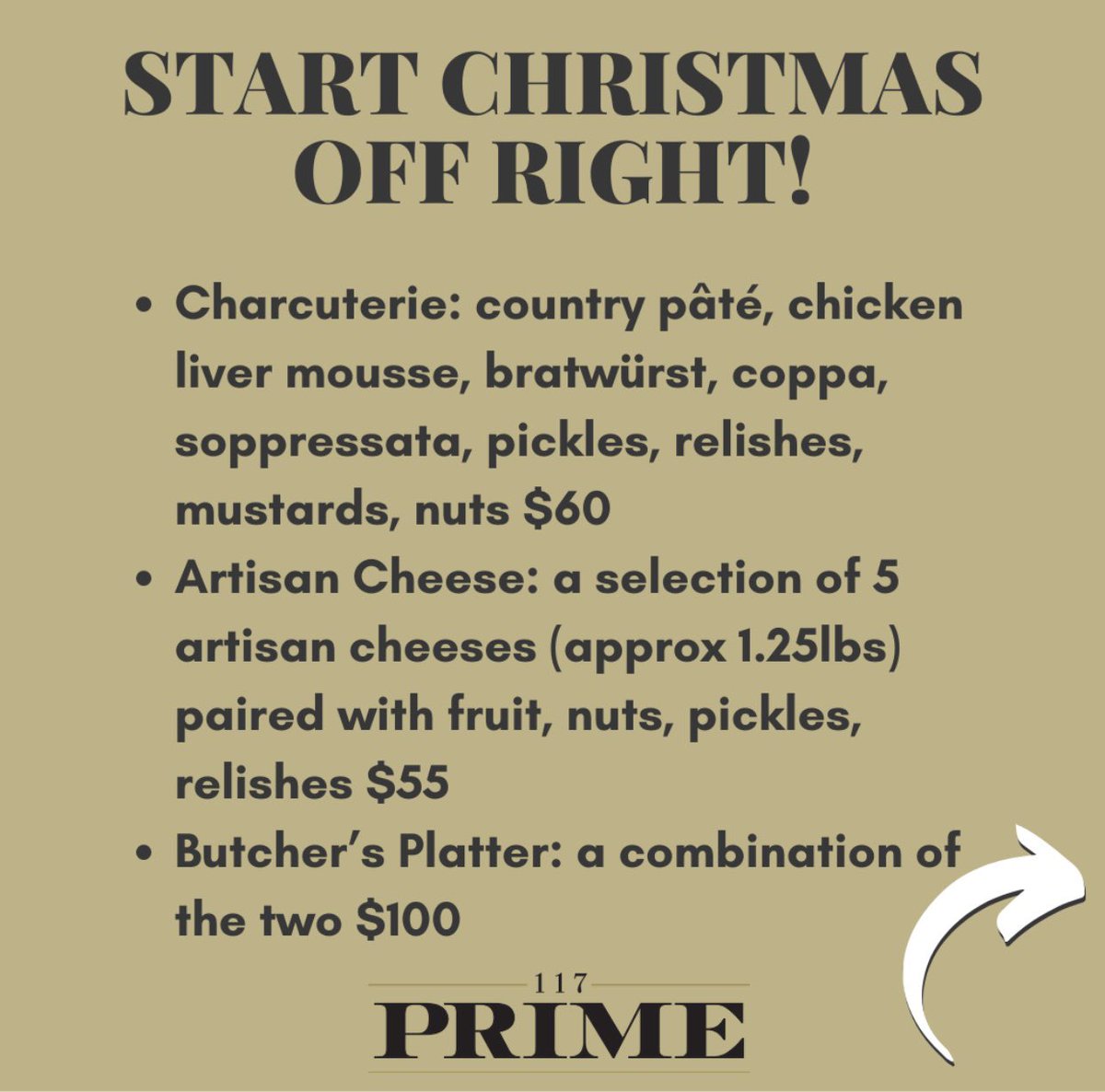 117PrimeMem's tweet image. Start off Christmas right with cheese boards &amp;amp; charcuterie platters from 117 Prime! Order online by December 18 for pick up on December 23! 

shop.117prime.com/products/gift-…