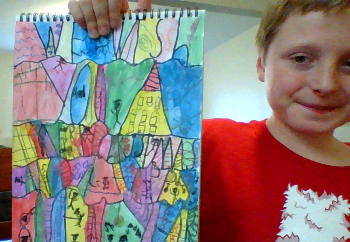 MrsHummelArt's tweet photo. I'm totally smitten with these 4th grade Abstracted Word Paintings- students personalized the phrase, a lot of them planning to gift them to loved ones or friends for the holidays! @EdisonD205 #edisonhardwork #igniteD205 #remoteart https://t.co/llmU4sfRTJ