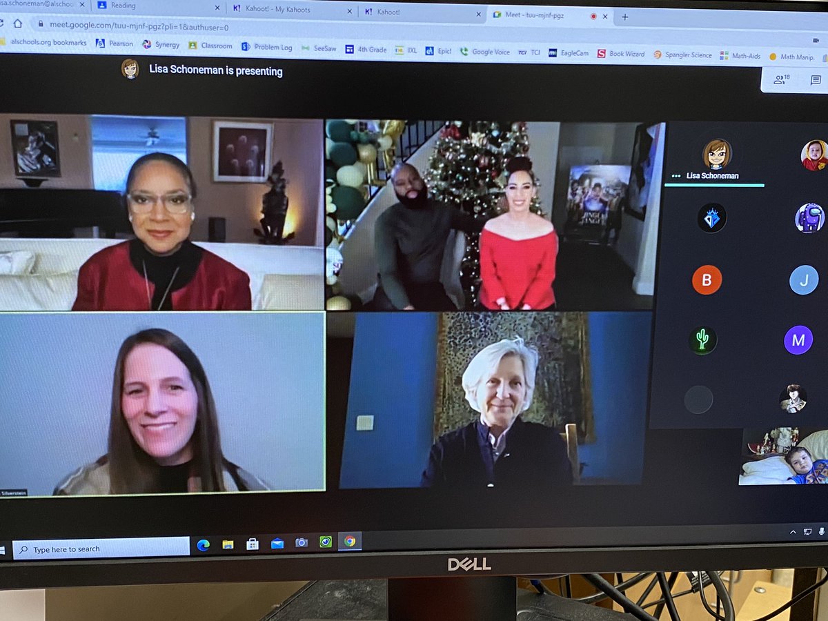 lisaschoneman's tweet photo. 4th grade distance learners were able to take part in a live presentation and reading of Jingle Jangle! @PhyliciaRashad did an amazing job of reading a part of the story, which the kids loved! @AlbertLeaSchool @FirstBook https://t.co/UD7bKyXUh8