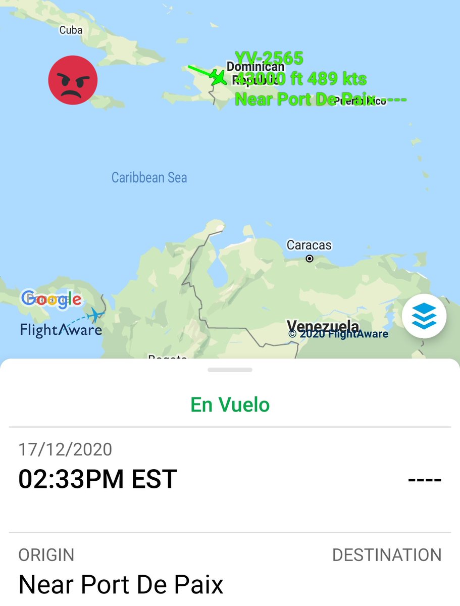 Arr3ch0's tweet photo. El sancionado LJ45 de PDVSA #YV2565 sobrevolando República Dominicana en dirección Sureste, retornando de la Isla del Terror, Cuba.
#Venezuela https://t.co/80NjBv0H9U