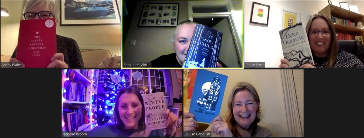 BookMinxSJV's tweet photo. The very BEST of zoom calls with my #NearestDearestBookClub chums @Isabelle_Broom @louise_candlish @FannyBlake1 @FabFrosty - and over the moon to receive a copy of #TheSnowChild by @EowynIvey, courtesy of Fanny! SO good to see you ladies, lots of love and Happy Christmas xx https://t.co/TW8jxAJ32T