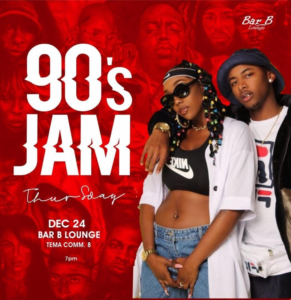 BarBLoungegh's tweet photo. Okay so on the 24th of December we are taking you back, all the way back to the 90's. Join us inside Bar B Lounge for the 90's Jam...
You don't wanna wanna miss this.
It's the old skool inside the new skool.
#barblounge #temawedey #DecemberInTema #90sJam https://t.co/192kvsACUh https://t.co/OWVhJjNQe8
