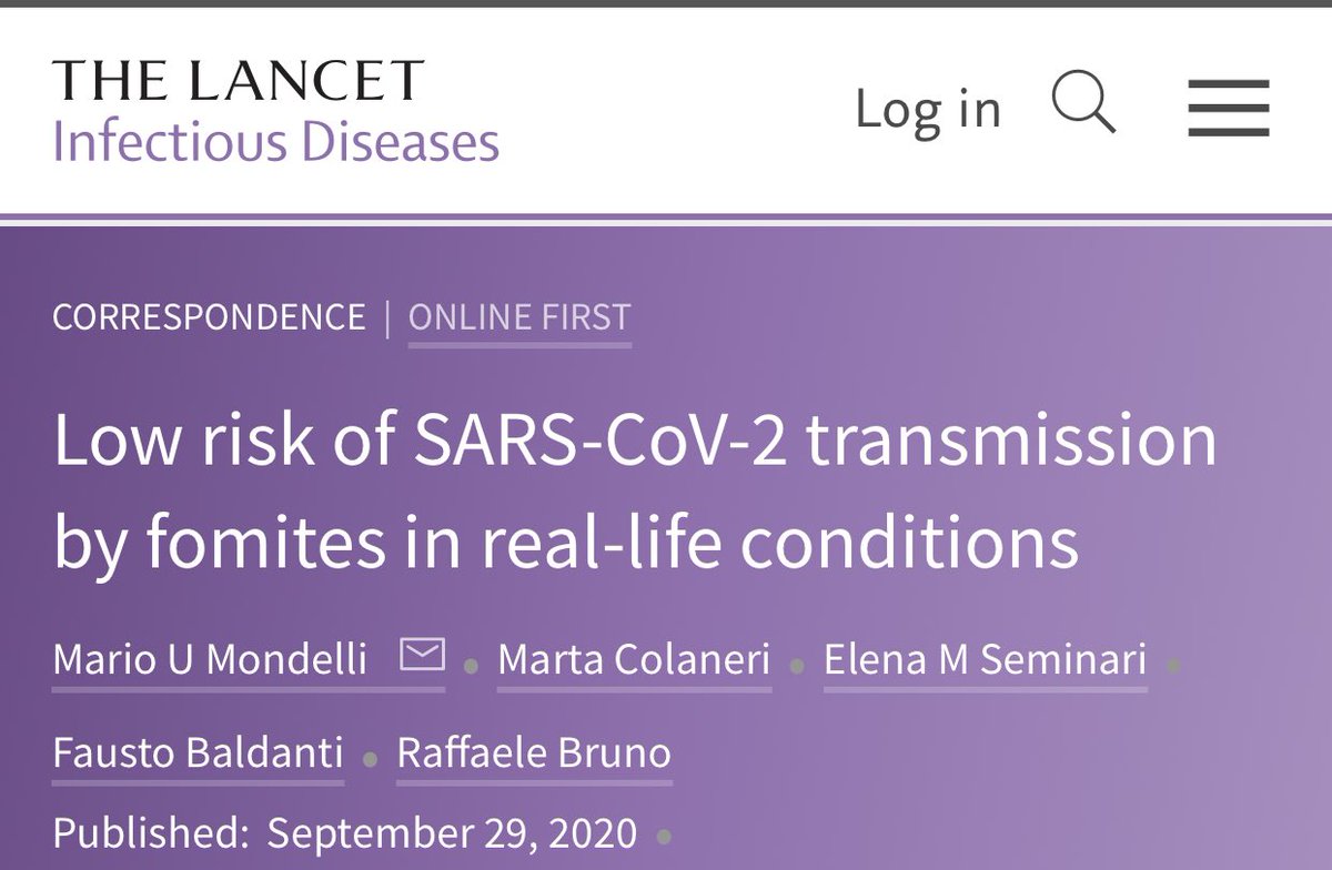 A month after this review was published, another group of scientists published a second short review on COVID-19 fomite transmission, again in The Lancet  #COVID19  #Coronavirus  #lockdown  #pandemic  #science  #data  #Canada  #Ontario  #canpoli  #onpoli  #fomite  #transmission  #virus