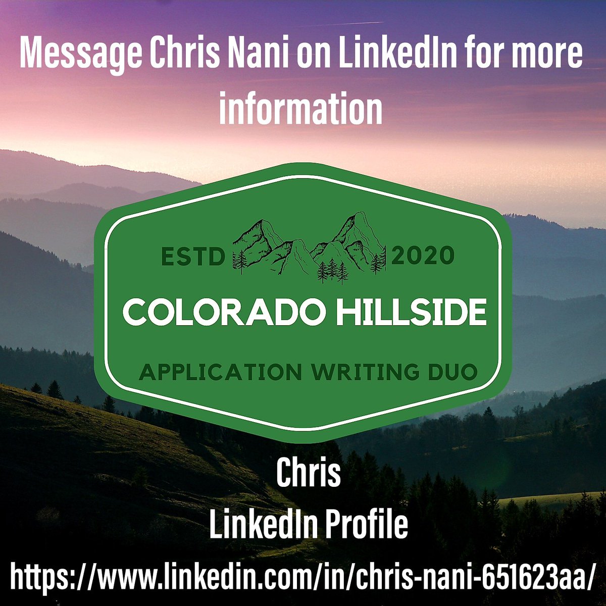 EndoInsider's tweet photo. A brief update on the future....
Our founder, Chris Nani, just recently opened Colorado Hillside. If you’d like help with a cannabis application, Colorado Hillside will help with pre-planning, application writing, and post licensing support.
https://t.co/l0pofSXjHK https://t.co/Fi6try6QYX