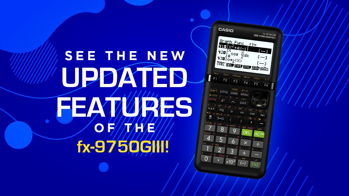 CasioEdTech's tweet image. See what's new with the fx-9750GIII!
Check out our YouTube channel to see the new features, function capabilities, and exam mode options of our latest graphing #calculator. #MathTech
Watch it here: bit.ly/3lRLbOM