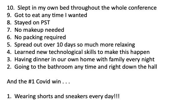 NIAAA9100's tweet photo. Did anyone else experience these unexpected wins that @JeanAshen shared with us at #ADConf20?? No shorts here, but we were rocking some comfy pants! We loved every minute of seeing and re-connecting with you. We can't wait to see you IN PERSON next year in Denver! https://t.co/wyjOBUHMgB