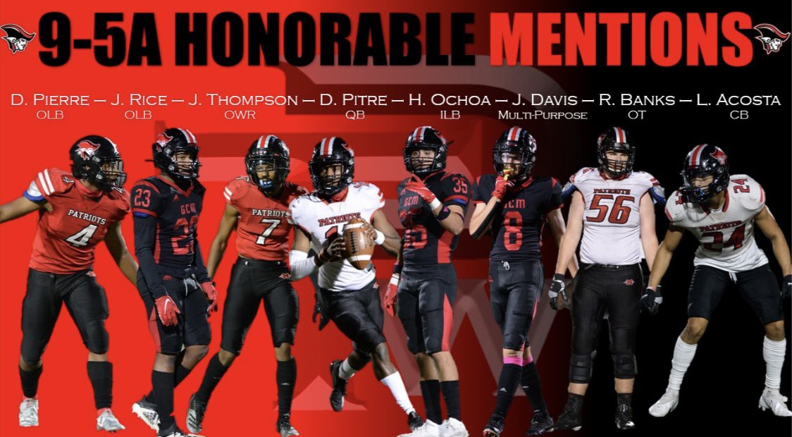 coachHUFFFFF's tweet photo. The Goose Creek Memorial Patriots All-District picks! Super proud of all these talented student-athletes, who truly WOKE‘EMUP!
@GcmPatriot 
@CoachScarter 
@GCMFBRecruiting https://t.co/Mw5I8KcbBn