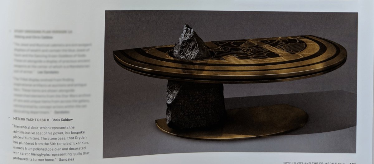 What's more, this is one case where the official canonical story matches up perfectly with what the artist intended, and what actually appears on screen! (That doesn't always happen so neatly.)A description of the concept art for the desk, by Chris Caldow, 10/