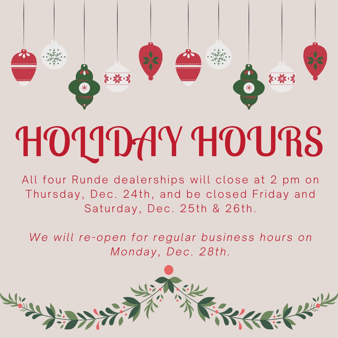 RundeAutoGroup's tweet image. 🎄Wishing you a safe and happy holiday season!🎄