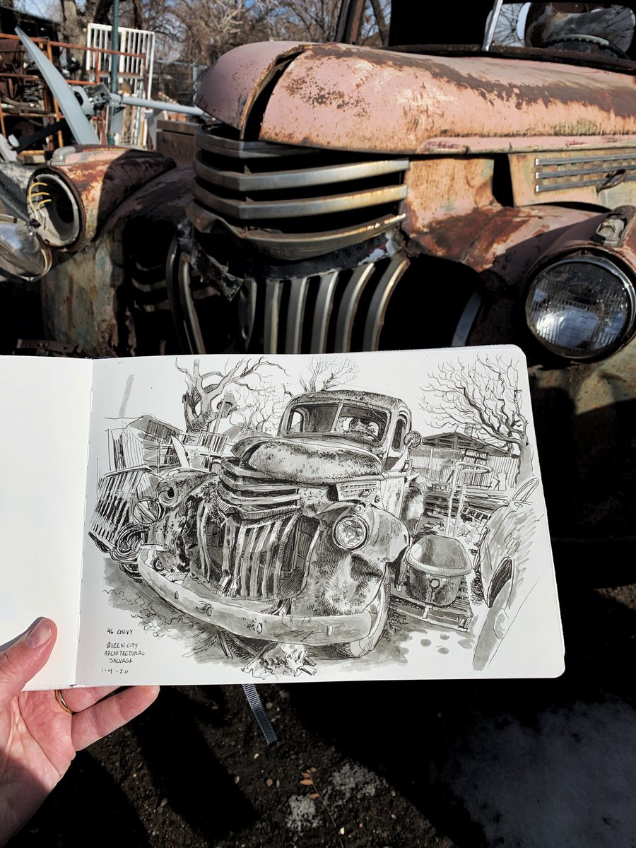 I guess it's time to do a year-in-review thread for 2020. It's obviously been a difficult year for everyone, here's what mine looked like in sketches.Queen City Architectural Salvage, Denver, January 4.