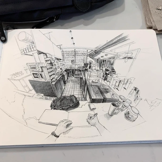Late night sketch at the Bardo Coffeehouse, Wheatridge, Colorado, Jan 20. 