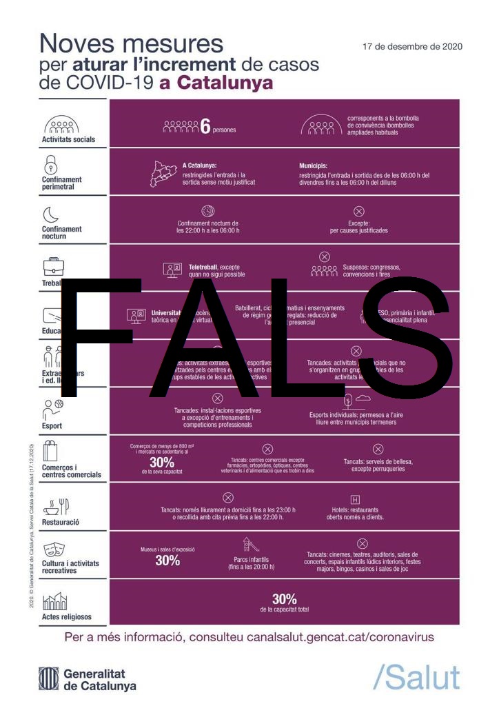 govern's tweet photo. ❗Si us arriba aquesta infografia, sapigueu que és falsa. ❌

La informació del @govern es fa pública des de perfils oficials.

#COVID19 https://t.co/hWvMBfFeLg