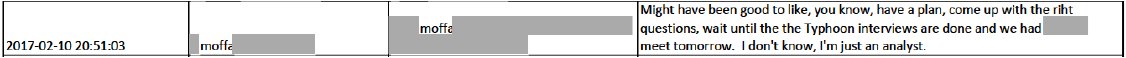 32/ on Feb 10, FBI interviewed Mifsud. Moffa observed afterwards that it "might have been good to, like, have a plan, come up with the right questions". Wait until Pap interviews done. uh, d'oh.