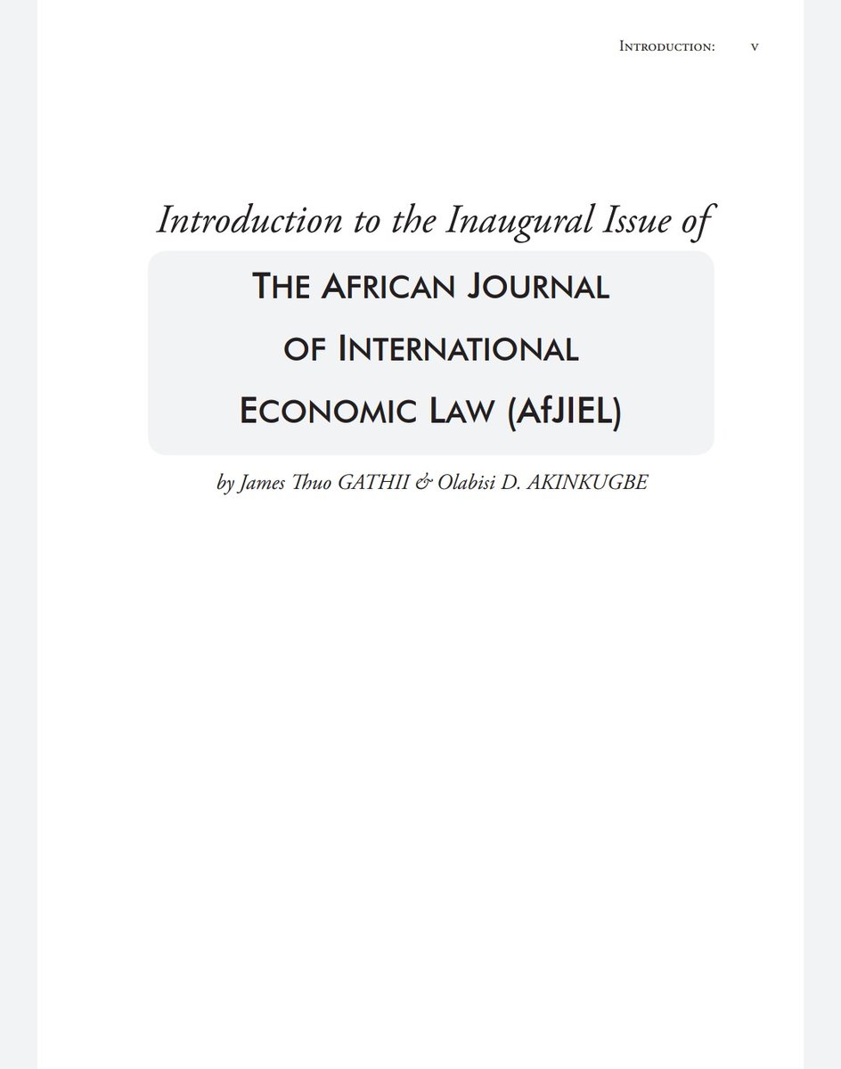 Thrilled to share that the "Masthead &amp; Introduction to the Inaugural Issue of the #AfJIEL" can now be downloaded via the link below.

Looking forward to the official launch in a couple of hours when all 9 Articles will be live <a href="/afronomicslaw/">Afronomicslaw</a> <a href="/JTGathii/">James Thuo Gathii</a> 
afronomicslaw.org/wp-content/upl…