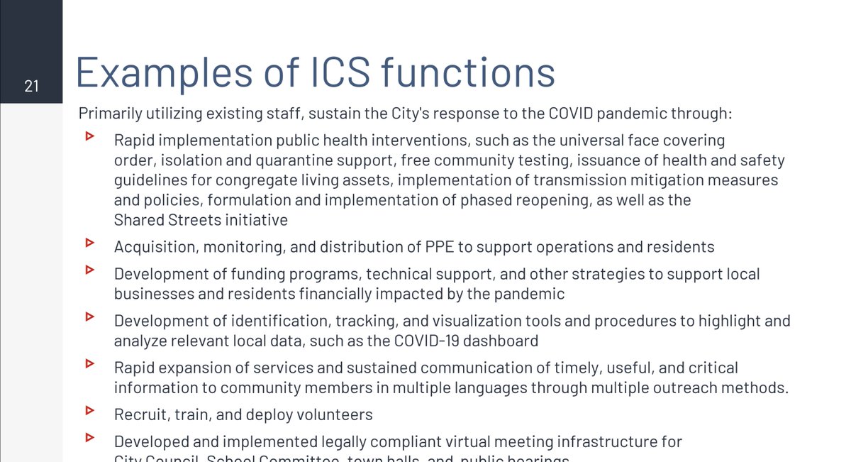 Here's what the ICS does.Sounds like we're asking for budget funds - like a legit budget ask - for ICS ongoing activities. This is connected to the re-interpretation of the CARES act such that we have to have spent the money by Dec 31.21/?