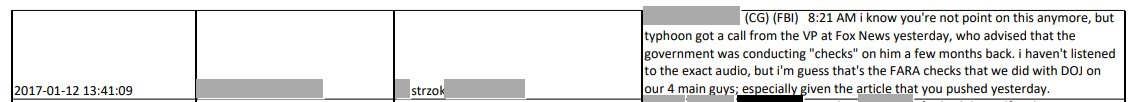 27)What VP at Fox was investigated by these criminals?-Redacted- describes FBI Agent Peter Strzok involvement in media leaks as "pushing"Busted!