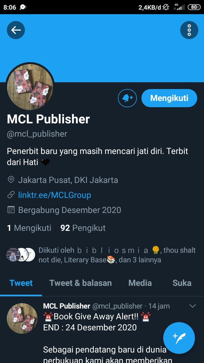 namintan's tweet photo. @mcl_publisher Done. Semoga saja rejeki
Ikutan yuk para mutual bookish ku 😬
@shabrinareads @yuliyalia_s @IchsanYudha @delasyahmareads @senogp
#mclpublisher https://t.co/G68YSOIdKU