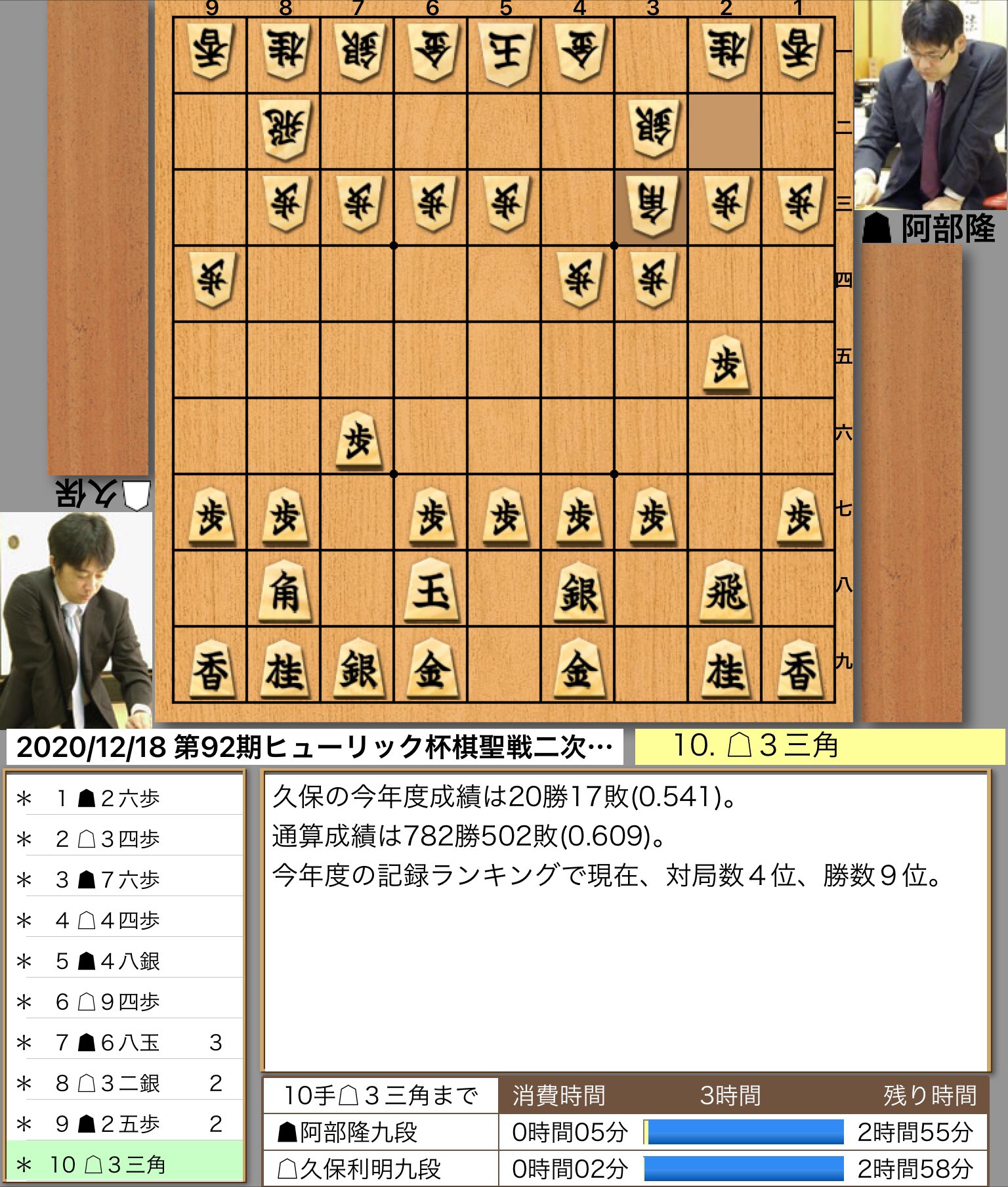 40CH.NETメインメニュー久保利明九段 vs 阿部隆九段｜第92期ヒューリック杯棋聖戦二次予選			投稿ナビゲーション		最近の投稿RSS/FEEDアーカイブカテゴリブログ統計情報メタ情報