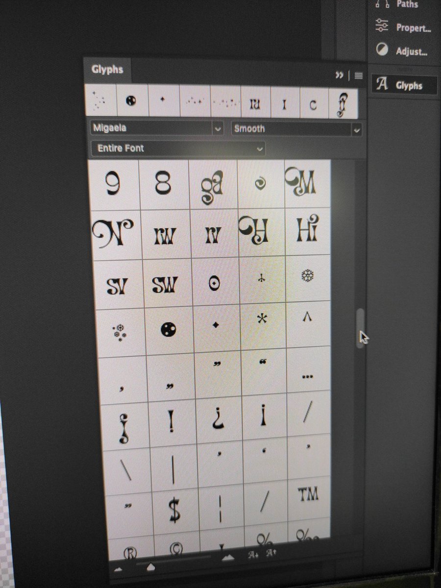 nurrontype's tweet photo. @nashiyo @MyFonts If you using Adobe family, such as Photoshop etc, go to Window tab > Glyphs > choose 'Entire Font' in Glyphs Menu https://t.co/8IWn6B3iRZ
