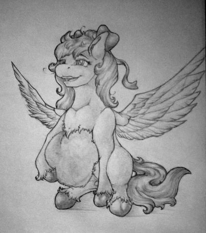 DrawsRoz's tweet photo. Very old drawing (before I even scanned my things!) of Guffie, a friend's adorable pegasus. She's holding a big 'ol plushie heart, I know it's hard to make out the little textures ^^'. I need to scan this when I find it! #mlp #drawing https://t.co/xYH7dMyVZc