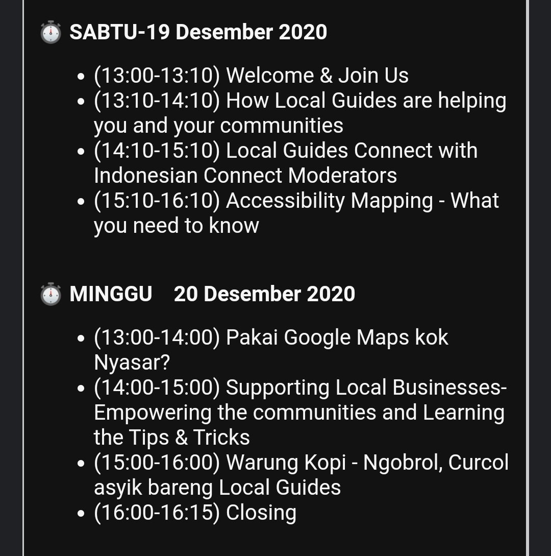 KBMLocalGuides's tweet image. Berikut rundown acara Indonesia Local Guides Festival 

#LocalGuides #IndonesiaLocalGuidesFestival