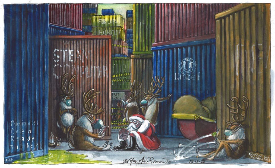 Cartoon4sale's tweet photo. Martin Rowson on festive cheer in the UK in 2020 #COVID19 #TierSystem #Xmas2020 #XmasBubble #Coronavirus - https://t.co/dePcTdnXF6 https://t.co/xcExupL2sX