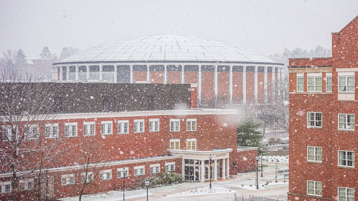 Snow covers Ohio University's Athens campus.
