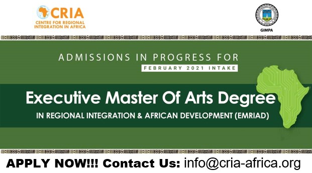 A NEW DEGREE PROGRAMME!!!
ONE YEAR ONLINE COURSE
CONTACT US info@cria-africa.org 
APPLY NOW!!!