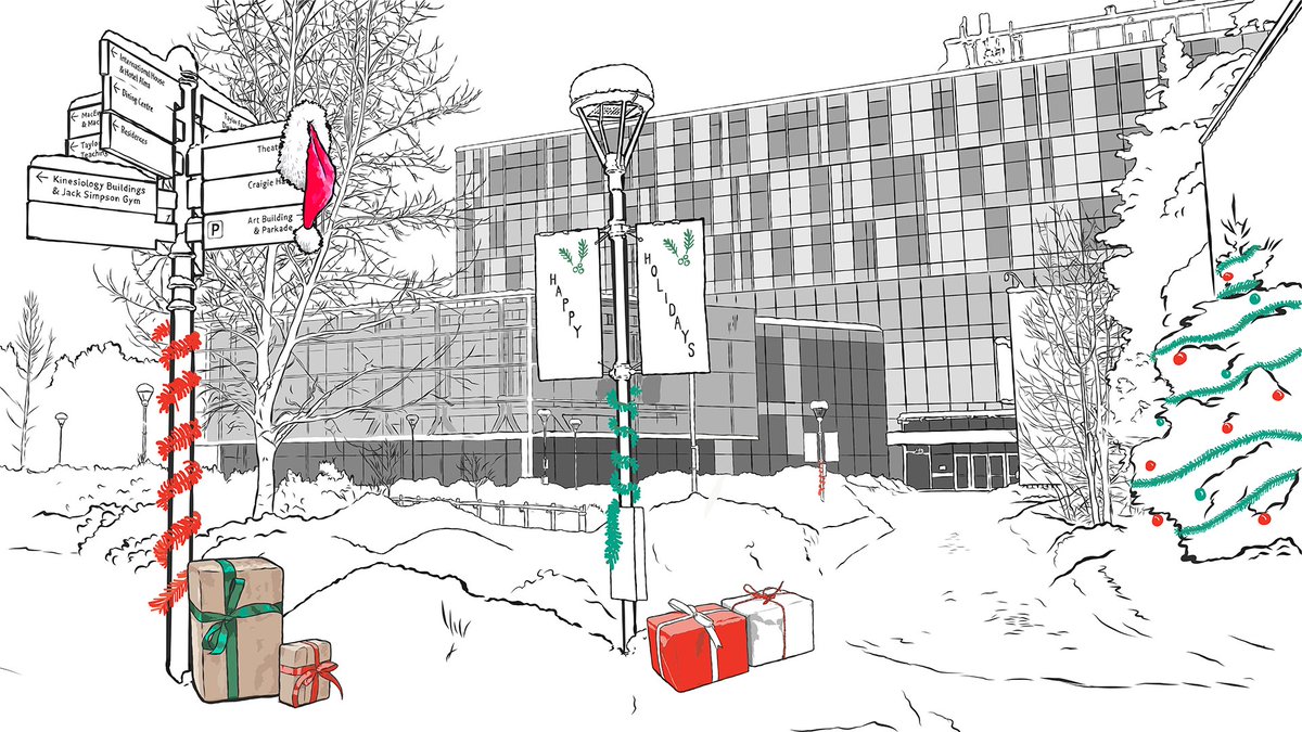 UCalgaryLibrary's tweet photo. Do you need a holiday-themed #zoom background for that virtual social event on your calendar? Feel free to download our graphic, created by talented LCR staffers! 🎁🎄📚#TisTheSeason #ThisTreeIsLit #SnowPlaceLikeHome #HolidaySpirit https://t.co/V9GgaPeByw https://t.co/NQ0BOQDEyy