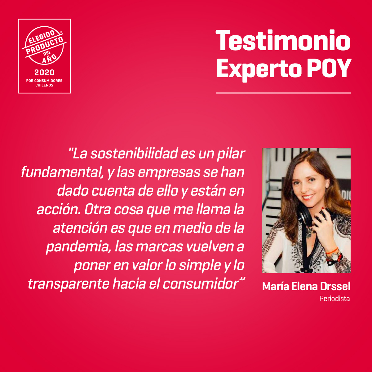 POYChile's tweet photo. María Elena Dressel, periodista e integrante del Comité de Expertos de POY, explica la visión de las empresas durante la pandemia y su accionar con los consumidores chilenos. 
#POYChile #ElenaDressel #ComitéExpertos https://t.co/tKEzx1WRVl