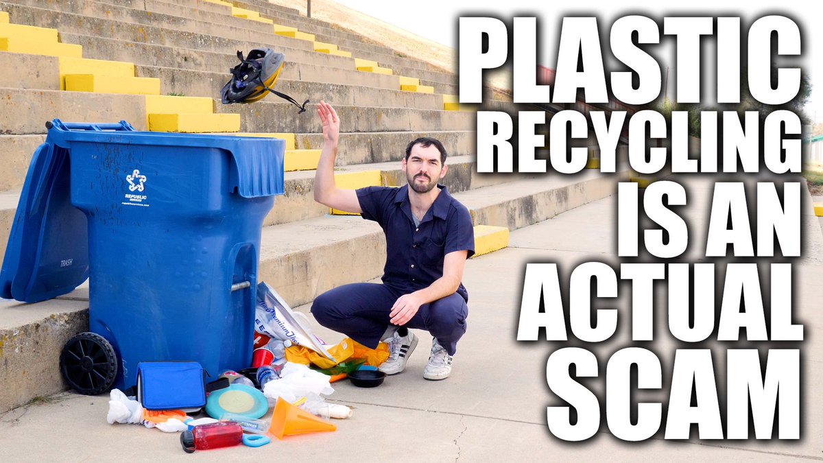 ClimateTown's tweet photo. It turns out plastic recycling is a real, actual scam and it’s real bummer of a thing to learn, but maybe this video will help? https://t.co/N31LIjvOfj https://t.co/pP3qBm4FLP