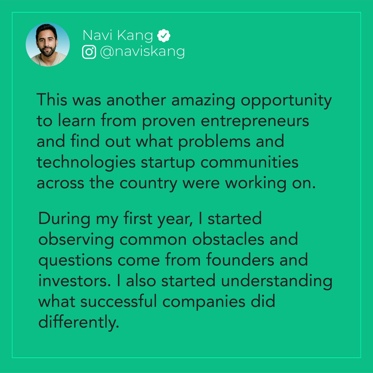 I think working for someone or being a #2 or #200 can give you just as much, if not more, success and happiness.