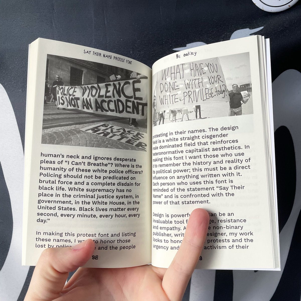 GenderFail Reader 3 ends with the “Say Their Name Protest Font” on essay on my newest protest font based on signs displaying the name of black people that have been murdered by the police. #saytheirname #BlackLivesMatter