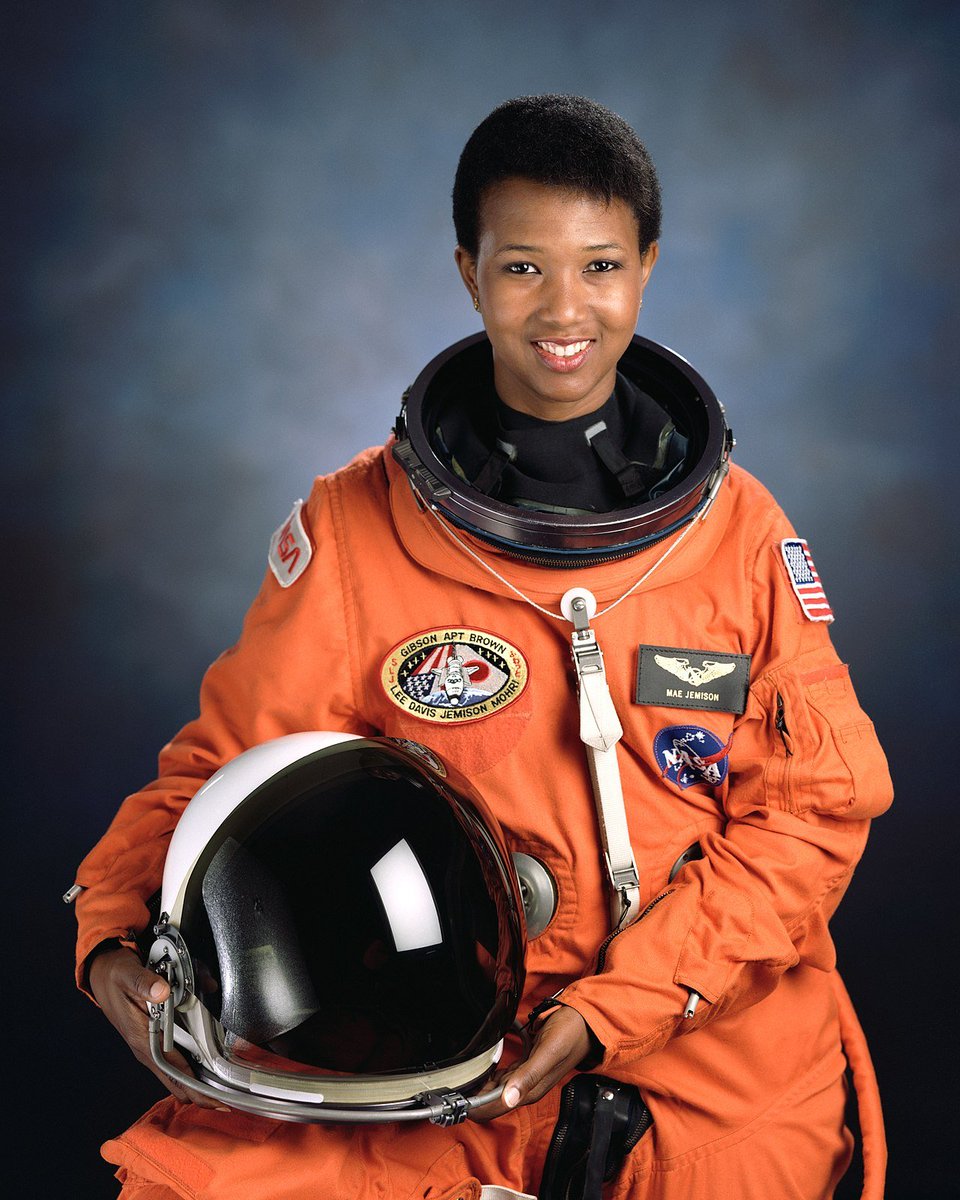 So let's talk about Mae Jemison Lane.Dr. Jemison was the first Black woman to travel to space. Born in Alabama, raised in Chicago, undergrad degree from Stanford, medical degree from Cornell. Before NASA, she worked as a Peace Corps doctor in Liberia and Sierra Leone. 5/9